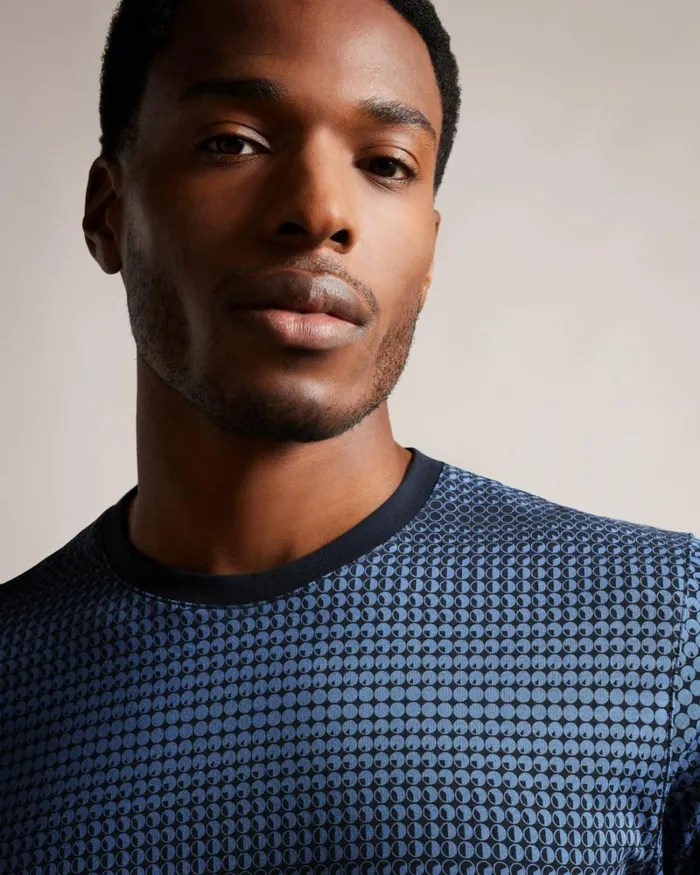 Regular Fit Geometric TShirt Dark Blue Men Ted Baker Clothing Regular Fit Geometric TShirt Dark Blue Men Ted Baker Clothing
