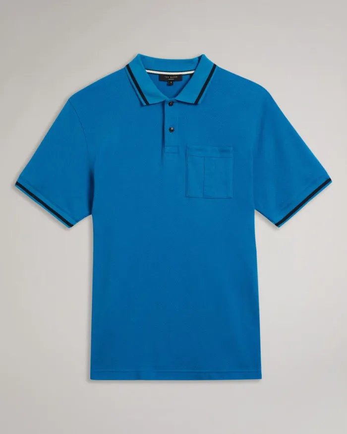 Regular Fit Polo Shirt With T Pocket Blue Men Ted Baker Clothing