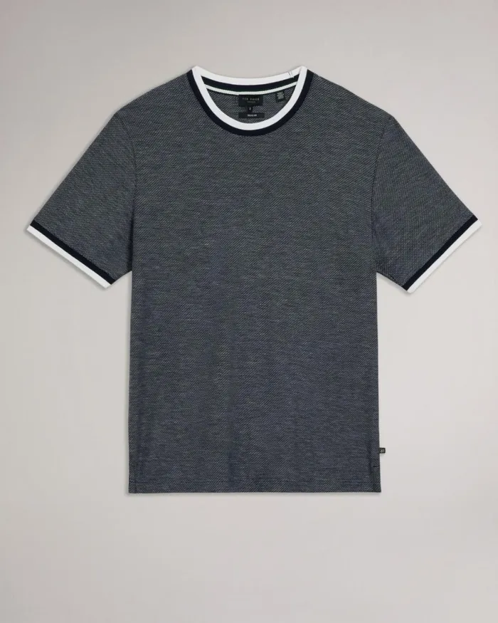 Regular Fit Textured TShirt Navy Men Ted Baker Clothing
