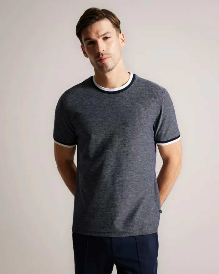 Regular Fit Textured TShirt Navy Men Ted Baker Clothing Regular Fit Textured TShirt Navy Men Ted Baker Clothing
