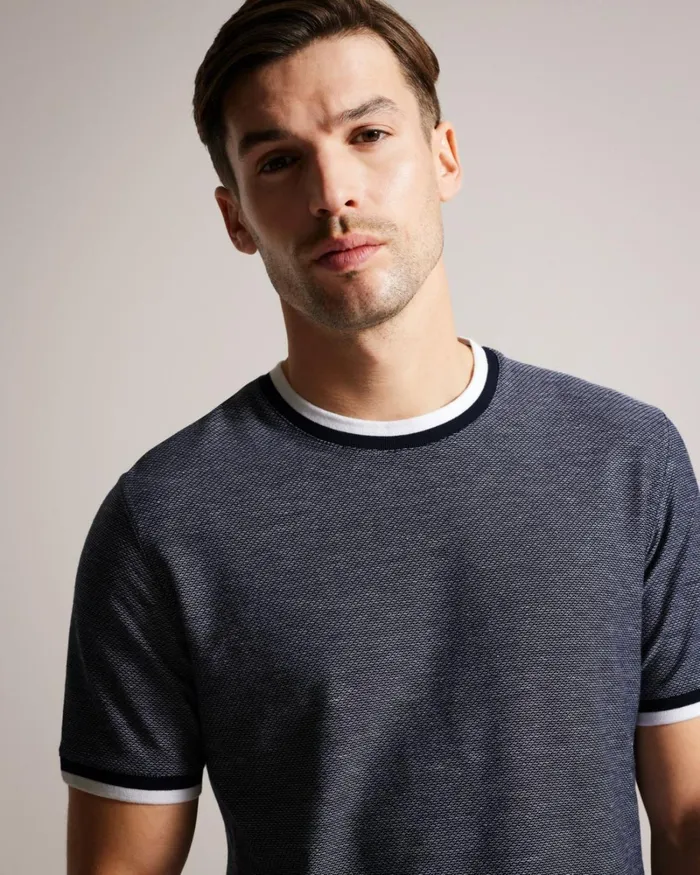 Regular Fit Textured TShirt Navy Men Ted Baker Clothing Regular Fit Textured TShirt Navy Men Ted Baker Clothing