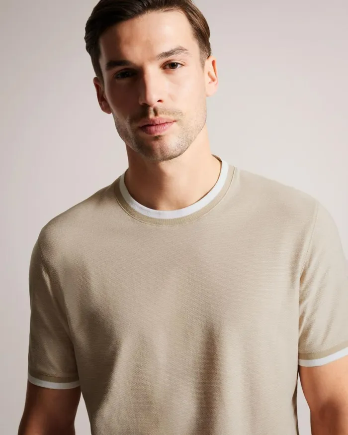 Regular Fit Textured TShirt Tan Men Ted Baker Clothing Regular Fit Textured TShirt Tan Men Ted Baker Clothing