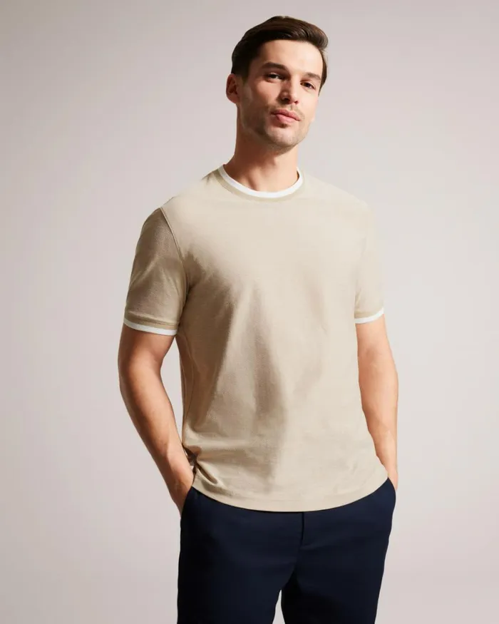 Regular Fit Textured TShirt Tan Men Ted Baker Clothing Regular Fit Textured TShirt Tan Men Ted Baker Clothing