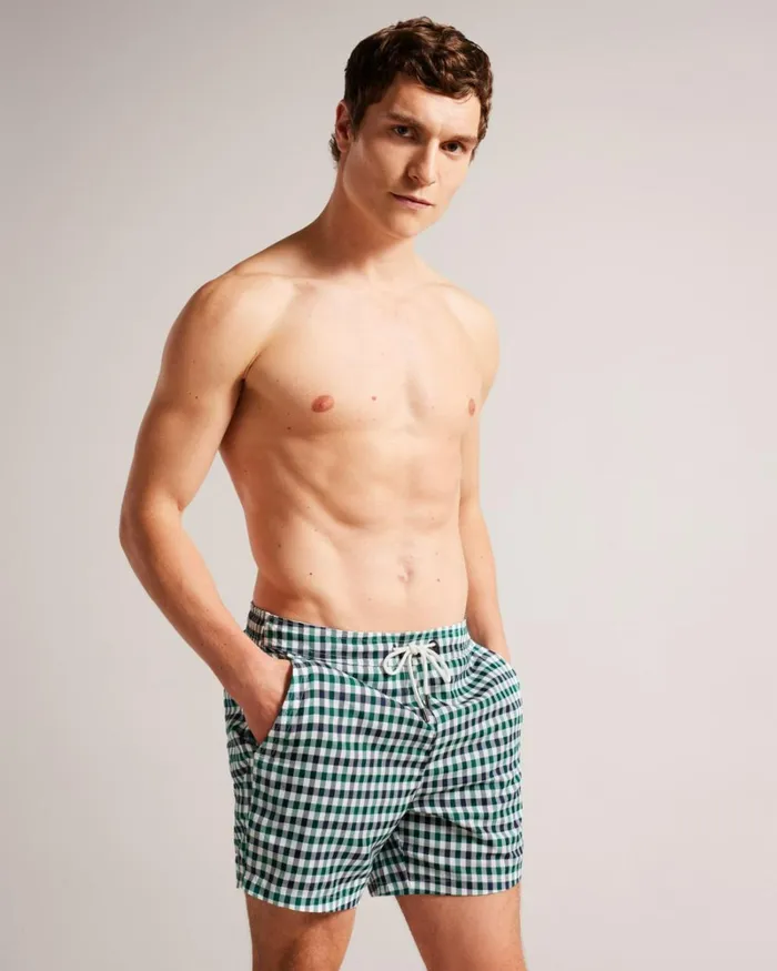 Regular House Check Swim Shorts Navy Men Ted Baker Clothing
