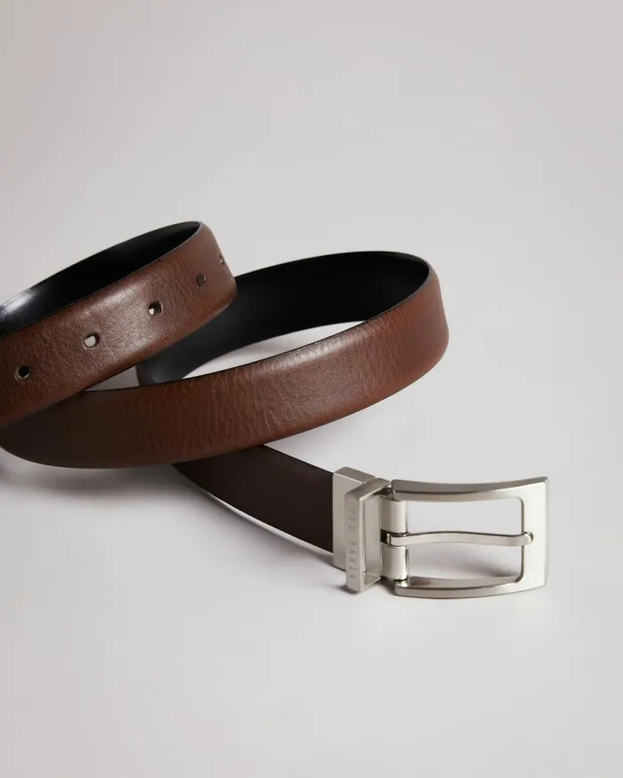 Reversible Leather Belt Chocolate Men Ted Baker Belts