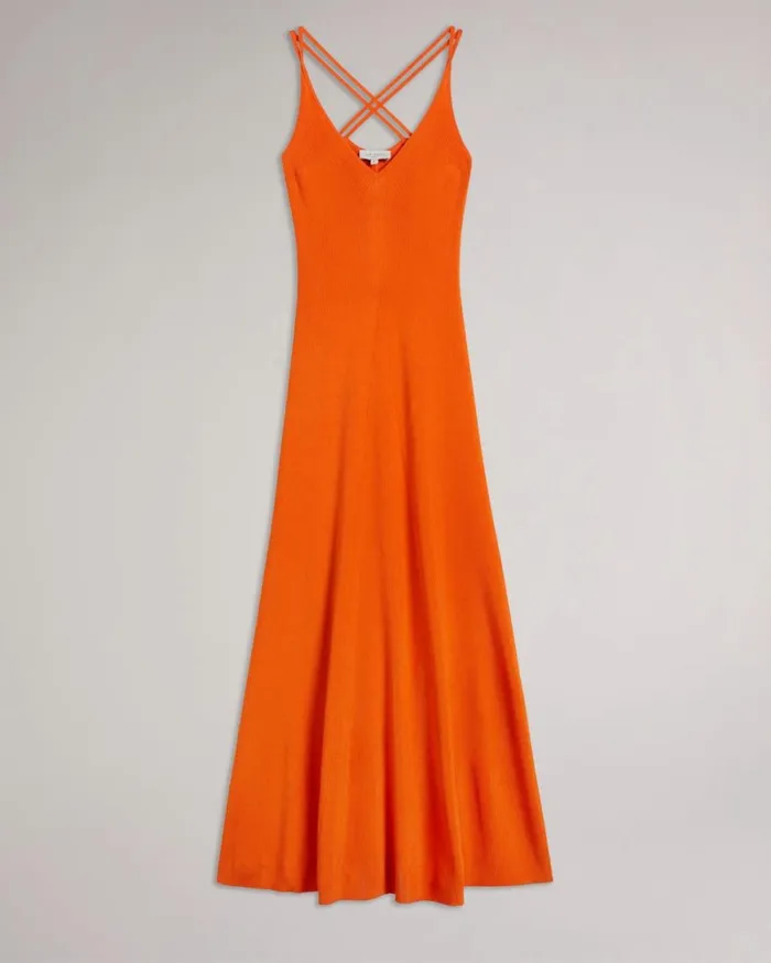 Rib Knit Maxi Dress Bright Orange Women Ted Baker Clothing