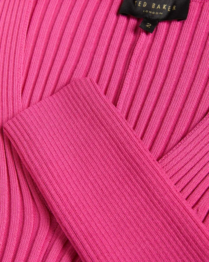 Rib Knit Top With Puff Shoulders DeepPink Women Ted Baker Clothing