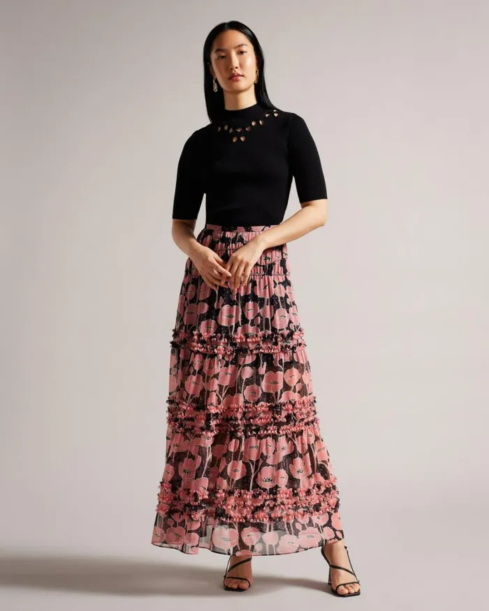 Ribbed Knit Fitted Top Black Women Ted Baker Clothing