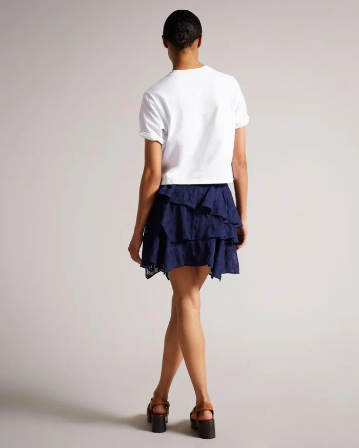 Roll Sleeve Tee With Satin Stitch Magnolia White Women Ted Baker Clothing