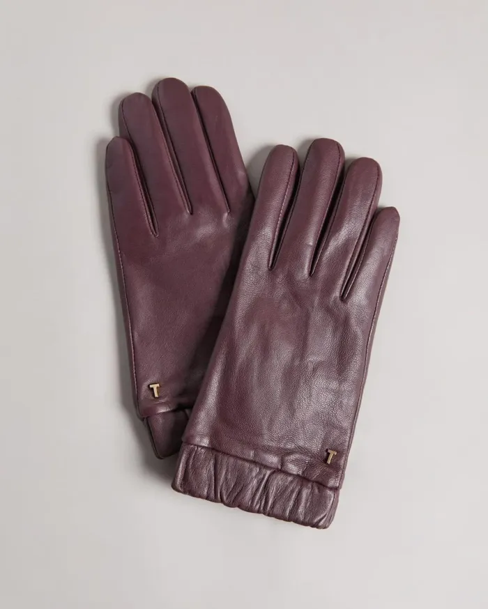 Ruched Cuff Leather Gloves Deep Purple Women Ted Baker Gloves Ruched Cuff Leather Gloves Deep Purple Women Ted Baker Gloves