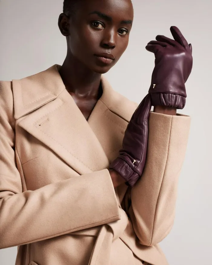Ruched Cuff Leather Gloves Deep Purple Women Ted Baker Gloves Ruched Cuff Leather Gloves Deep Purple Women Ted Baker Gloves
