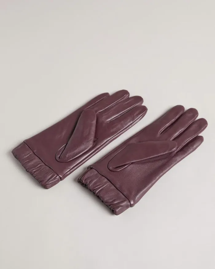 Ruched Cuff Leather Gloves Deep Purple Women Ted Baker Gloves Ruched Cuff Leather Gloves Deep Purple Women Ted Baker Gloves