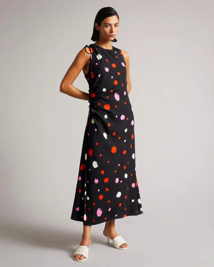 Ruched Side Detail Midi Dress Black Women Ted Baker Dresses Ruched Side Detail Midi Dress Black Women Ted Baker Dresses