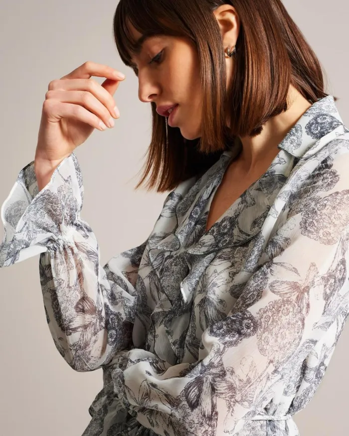 Ruffle Detail Mini Dress White Women Ted Baker Clothing