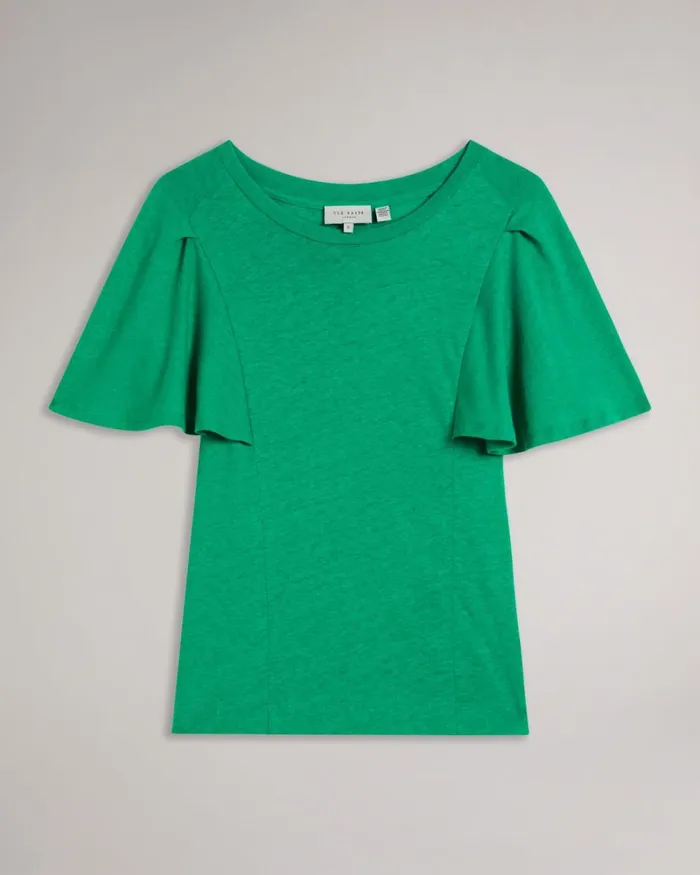 Ruffle Sleeve TShirt Green Women Ted Baker Clothing