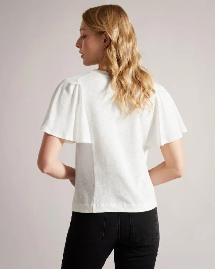 Ruffle Sleeve TShirt White Women Ted Baker Clothing Ruffle Sleeve TShirt White Women Ted Baker Clothing