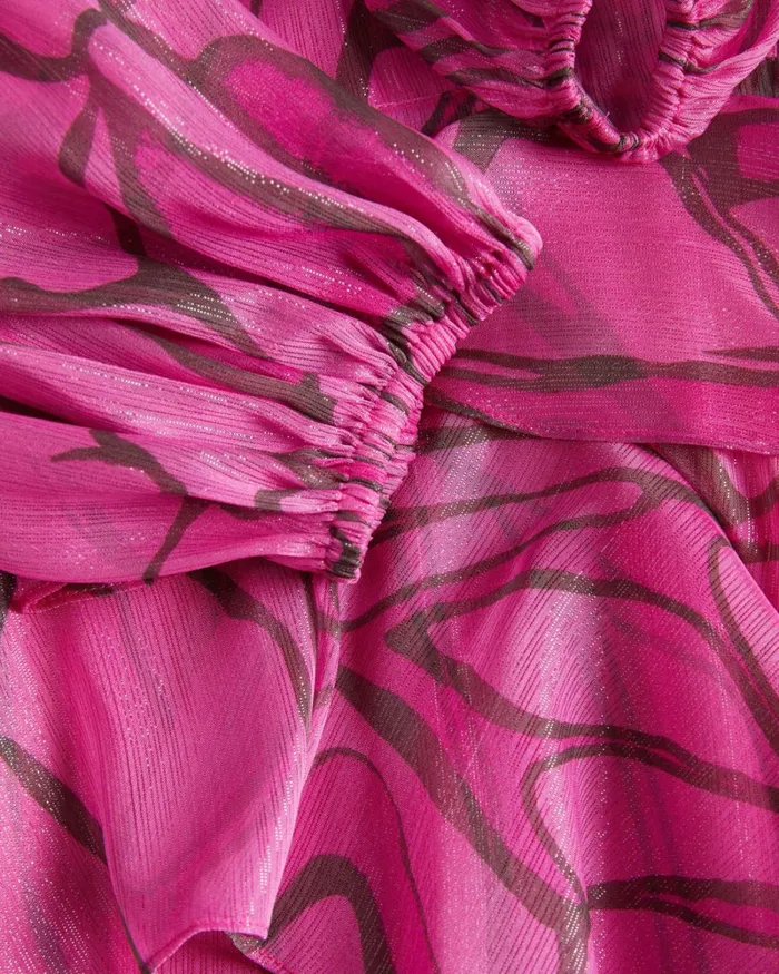 Ruffled Abstract Print Pinafore Dress Bright Pink Women Ted Baker Clothing