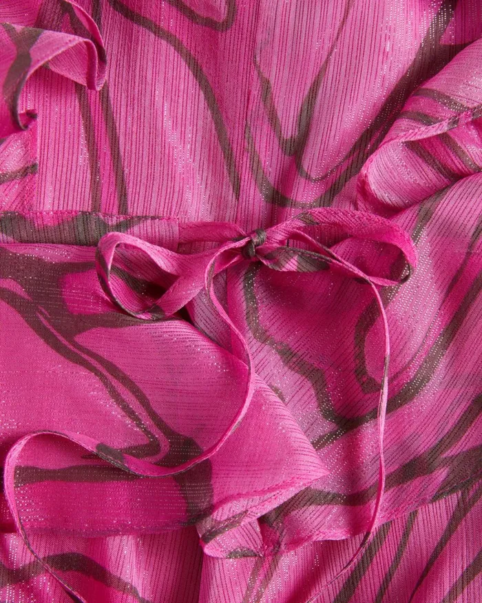 Ruffled Abstract Print Pinafore Dress Bright Pink Women Ted Baker Clothing