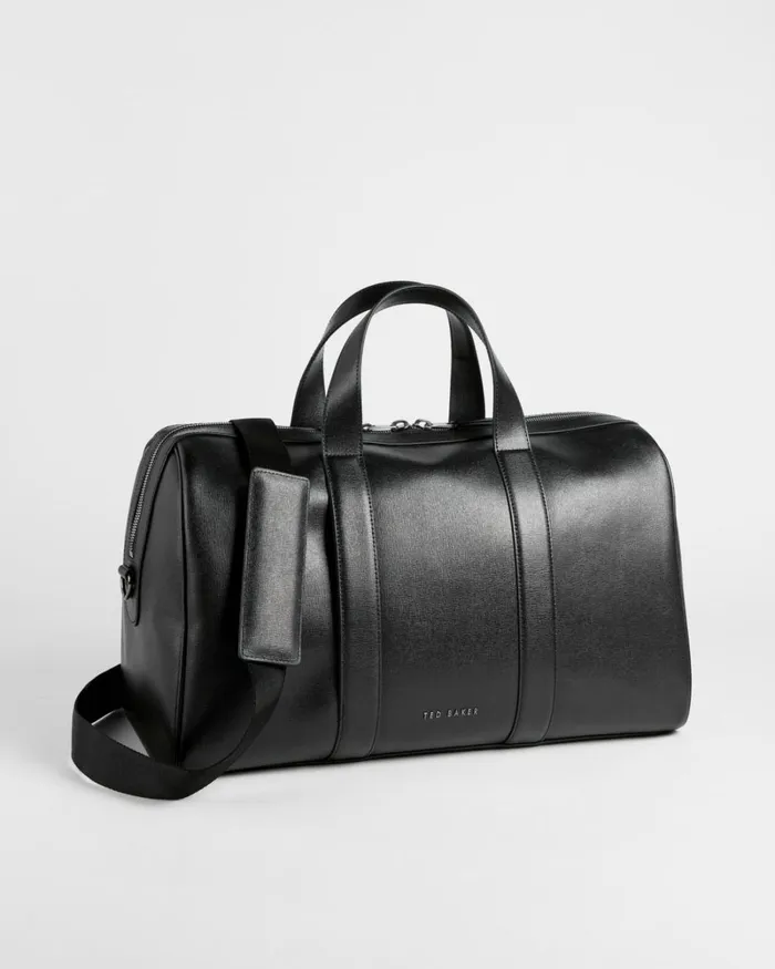 Saffiano Leather Holdall Black Men Ted Baker Duffel Bags