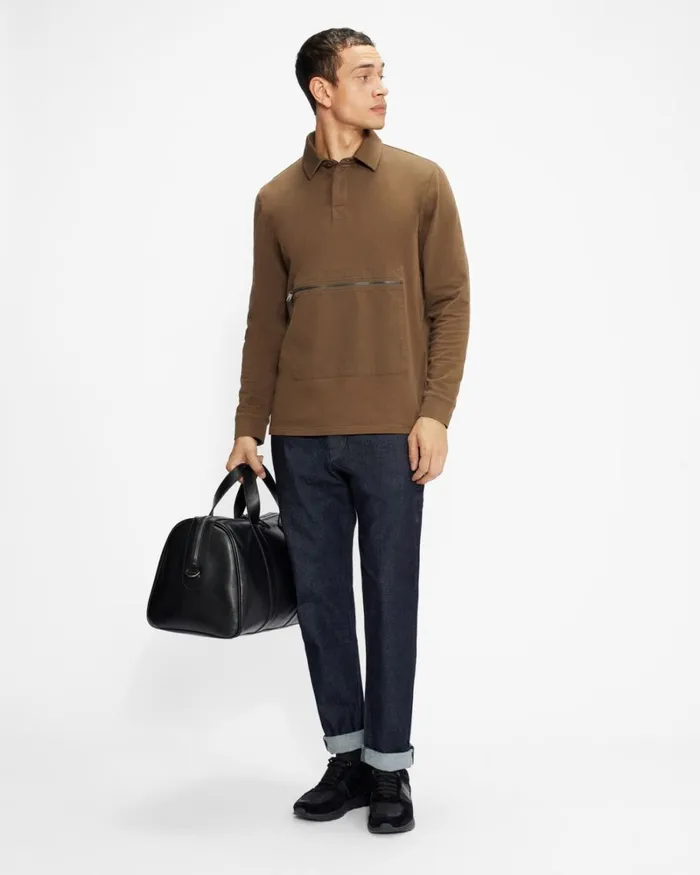 Saffiano Leather Holdall Black Men Ted Baker Duffel Bags