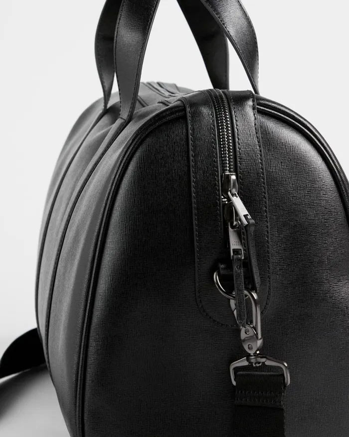 Saffiano Leather Holdall Black Men Ted Baker Duffel Bags