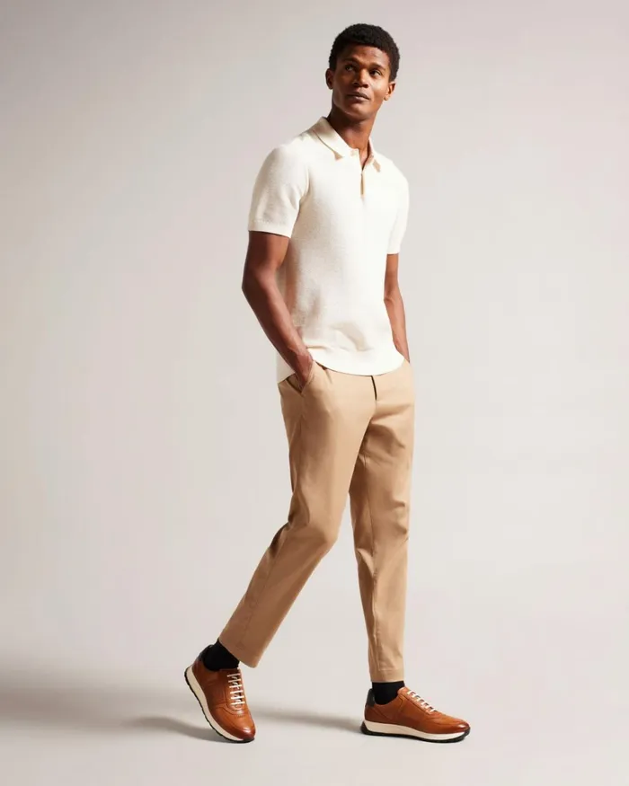Saffiano Leather Trainers Tan Men Ted Baker Sneakers