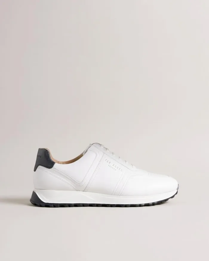 Saffiano Leather Trainers White Men Ted Baker Sneakers