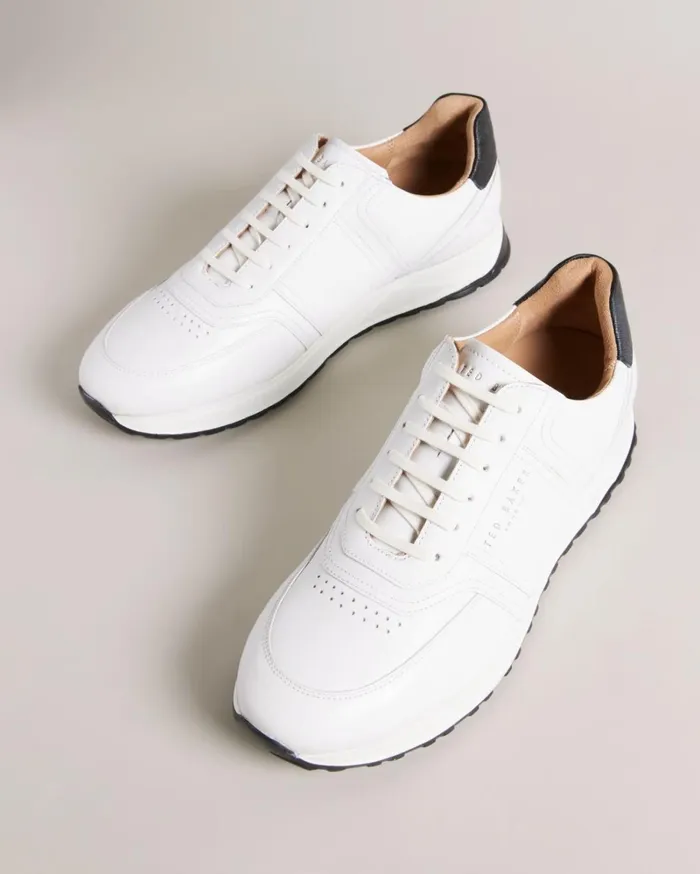 Saffiano Leather Trainers White Men Ted Baker Sneakers