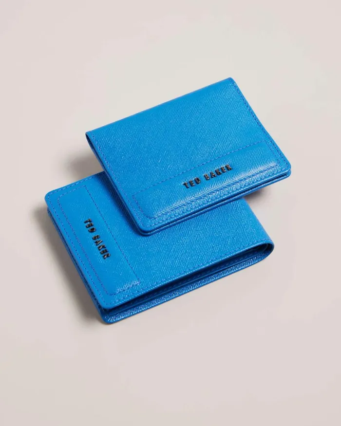 Saffiano Wallet And Cardholder Set Blue Men Ted Baker Wallets and Card Holders