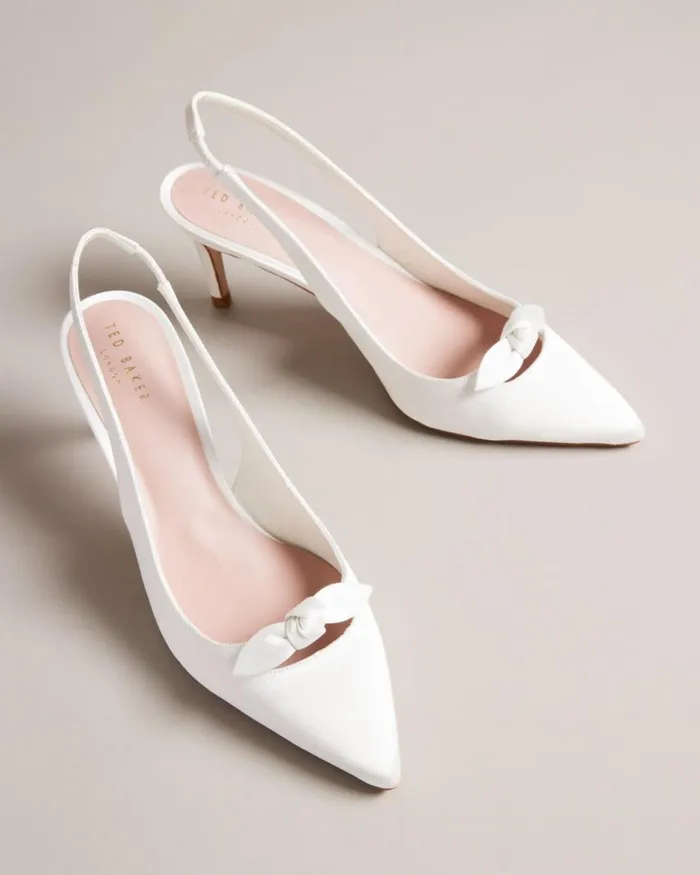 Satin Bow Court Heels Ivory Women Ted Baker Heels Satin Bow Court Heels Ivory Women Ted Baker Heels