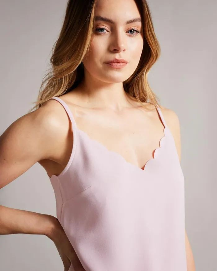 Scallop Neckline Cami Top Dusky Pink Women Ted Baker Clothing Scallop Neckline Cami Top Dusky Pink Women Ted Baker Clothing