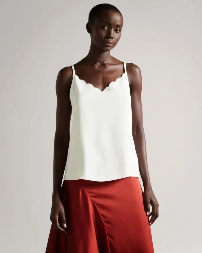 Scallop Neckline Cami Top Ivory Women Ted Baker Clothing Scallop Neckline Cami Top Ivory Women Ted Baker Clothing