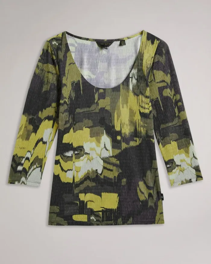Scoop Neck Fitted TShirt Light Green Women Ted Baker Clothing