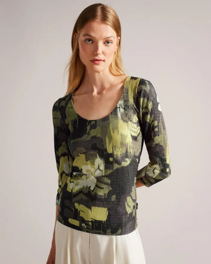 Scoop Neck Fitted TShirt Light Green Women Ted Baker Clothing Scoop Neck Fitted TShirt Light Green Women Ted Baker Clothing