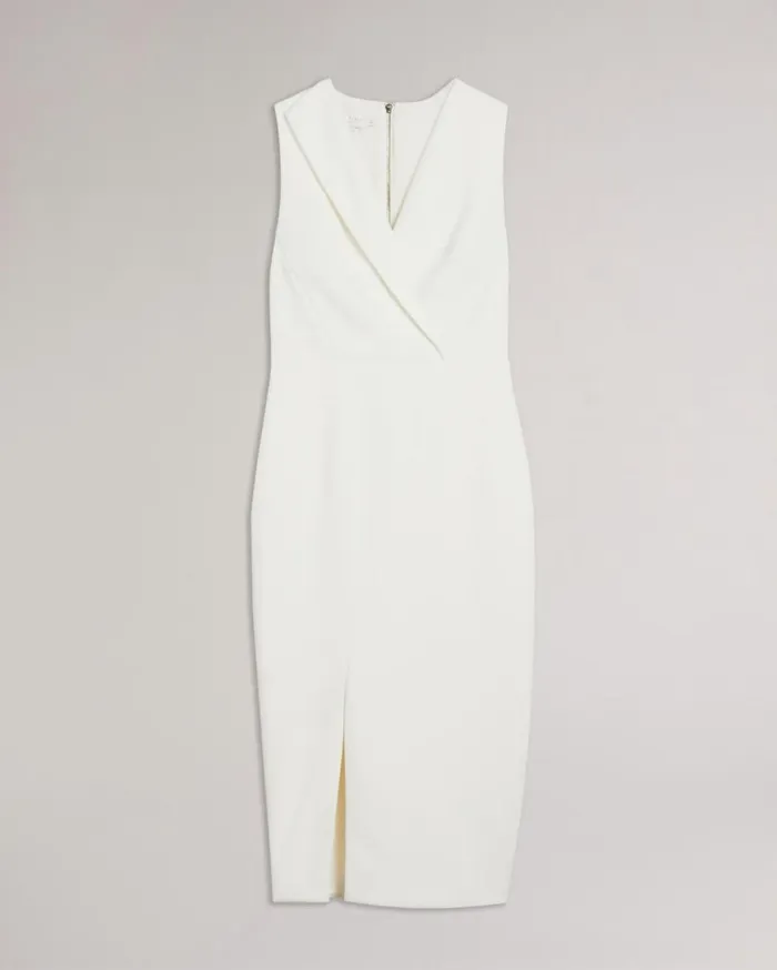 Seam Detail Bodycon Dress Ivory Women Ted Baker Clothing
