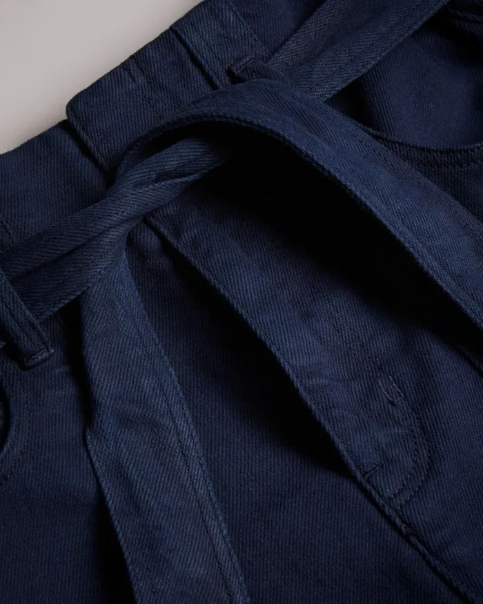 Self Tie High Waist Denim Shorts Dark Blue Women Ted Baker Clothing Self Tie High Waist Denim Shorts Dark Blue Women Ted Baker Clothing