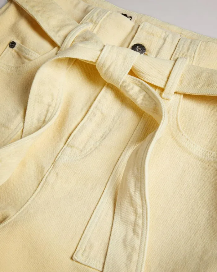 Self Tie High Waist Denim Shorts Light Yellow Women Ted Baker Clothing Self Tie High Waist Denim Shorts Light Yellow Women Ted Baker Clothing