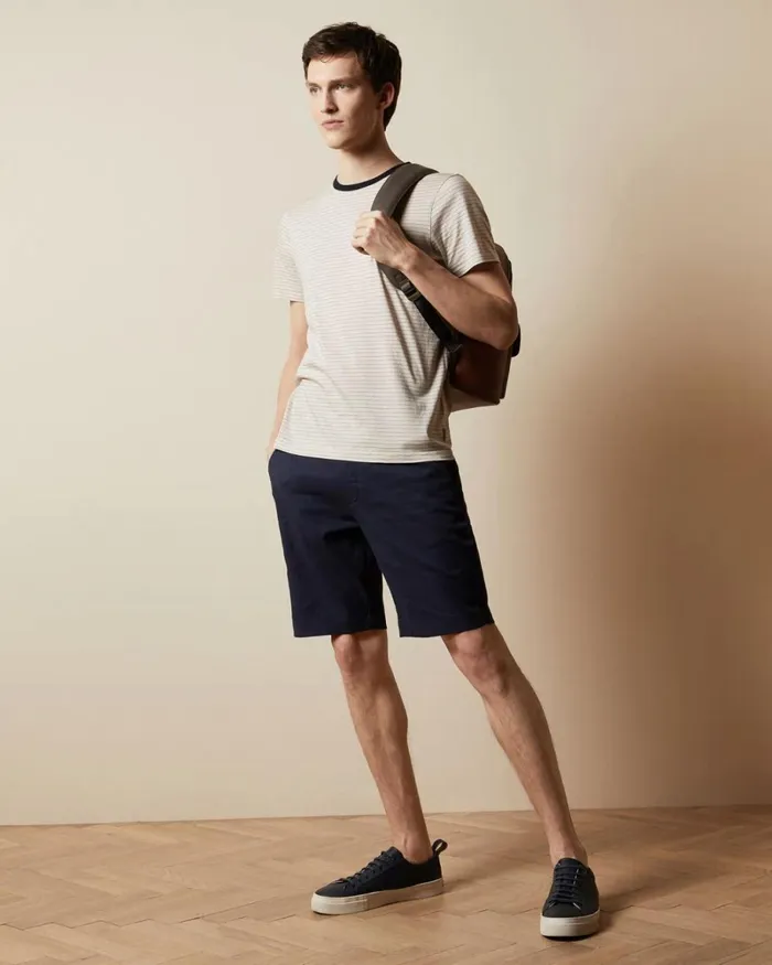 Semi Plain Cotton Shorts Navy Men Ted Baker Clothing