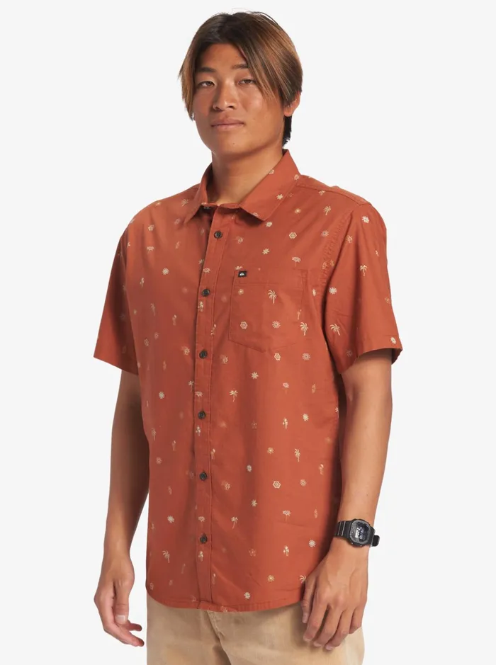 Shirts and Polos Men Quiksilver Heat Wave Short Sleeve Woven Shirt Baked Clay Heat Waves Shirts and Polos Men Quiksilver Heat Wave Short Sleeve Woven Shirt Baked Clay Heat Waves