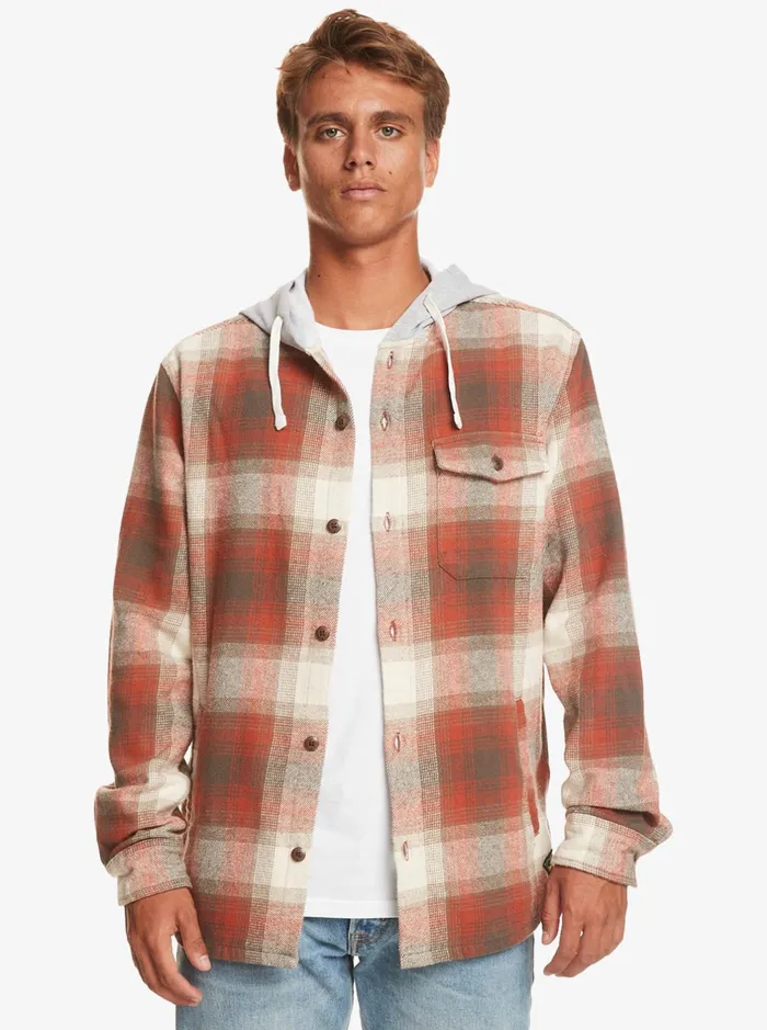 Shirts and Polos Men Quiksilver Kinloss Long Sleeve Hooded Shirt Baked Clay Kinloss Shirts and Polos Men Quiksilver Kinloss Long Sleeve Hooded Shirt Baked Clay Kinloss
