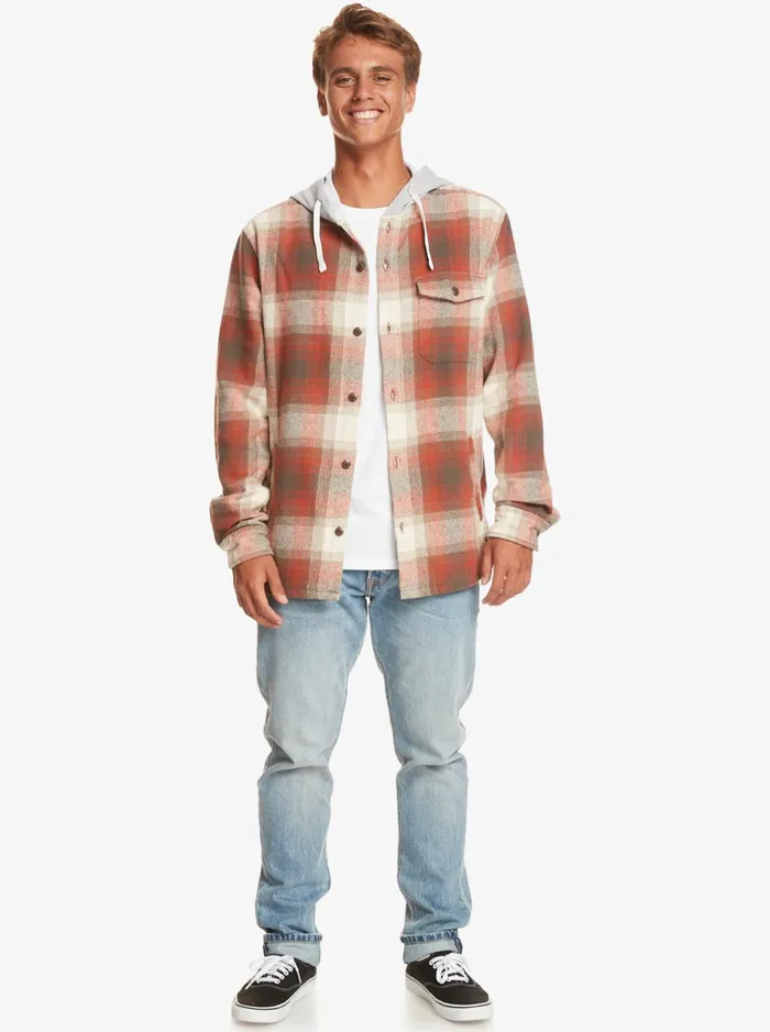 Shirts and Polos Men Quiksilver Kinloss Long Sleeve Hooded Shirt Baked Clay Kinloss Shirts and Polos Men Quiksilver Kinloss Long Sleeve Hooded Shirt Baked Clay Kinloss