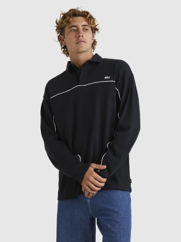 Shirts and Polos Men Quiksilver Modular Rugby Polo Knit Black Shirts and Polos Men Quiksilver Modular Rugby Polo Knit Black