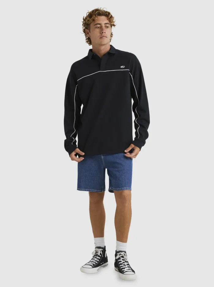 Shirts and Polos Men Quiksilver Modular Rugby Polo Knit Black Shirts and Polos Men Quiksilver Modular Rugby Polo Knit Black