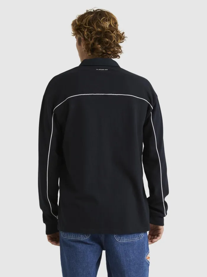 Shirts and Polos Men Quiksilver Modular Rugby Polo Knit Black Shirts and Polos Men Quiksilver Modular Rugby Polo Knit Black