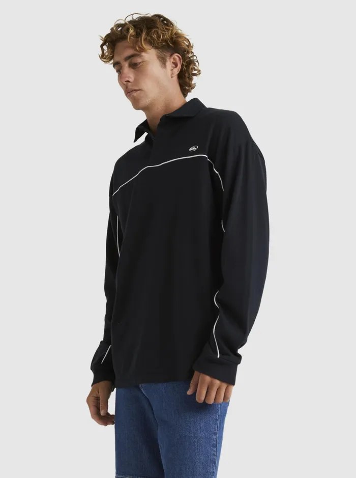 Shirts and Polos Men Quiksilver Modular Rugby Polo Knit Black Shirts and Polos Men Quiksilver Modular Rugby Polo Knit Black
