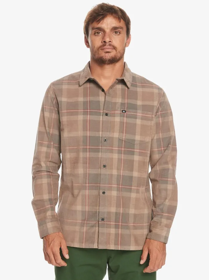 Shirts and Polos Men Quiksilver Oakenhead Long Sleeve Shirt Fossil Oakenhead