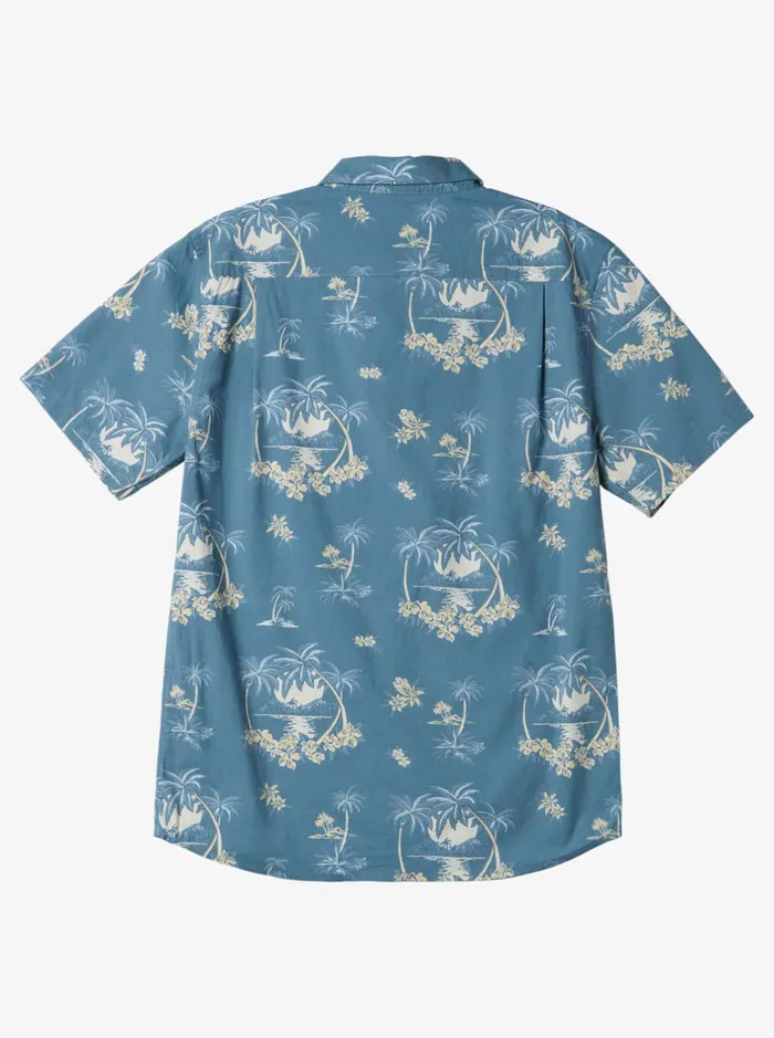 Shirts and Polos Men Quiksilver Palm Spritz Short Sleeve Woven Shirt Agean Blue Palm Spritz Shirts and Polos Men Quiksilver Palm Spritz Short Sleeve Woven Shirt Agean Blue Palm Spritz