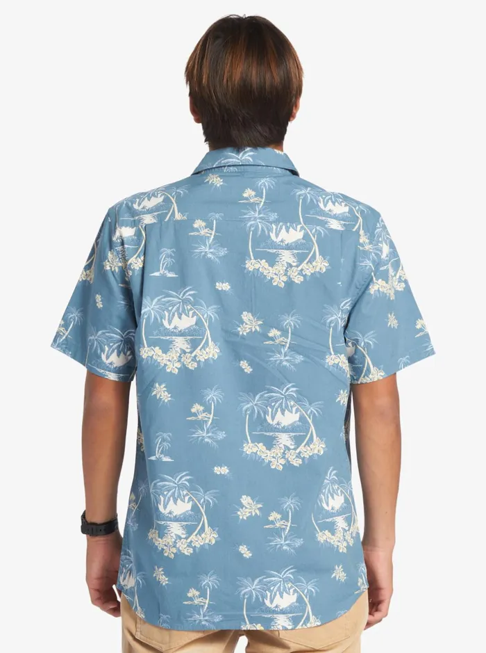 Shirts and Polos Men Quiksilver Palm Spritz Short Sleeve Woven Shirt Agean Blue Palm Spritz Shirts and Polos Men Quiksilver Palm Spritz Short Sleeve Woven Shirt Agean Blue Palm Spritz