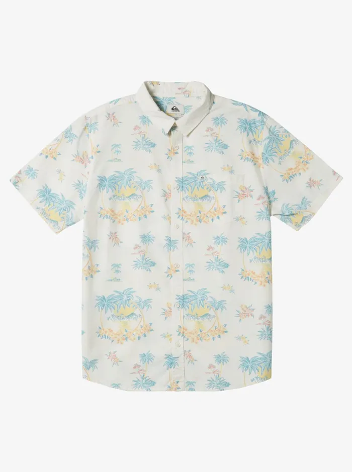Shirts and Polos Men Quiksilver Palm Spritz Short Sleeve Woven Shirt Snow White Palm Spritz Shirts and Polos Men Quiksilver Palm Spritz Short Sleeve Woven Shirt Snow White Palm Spritz