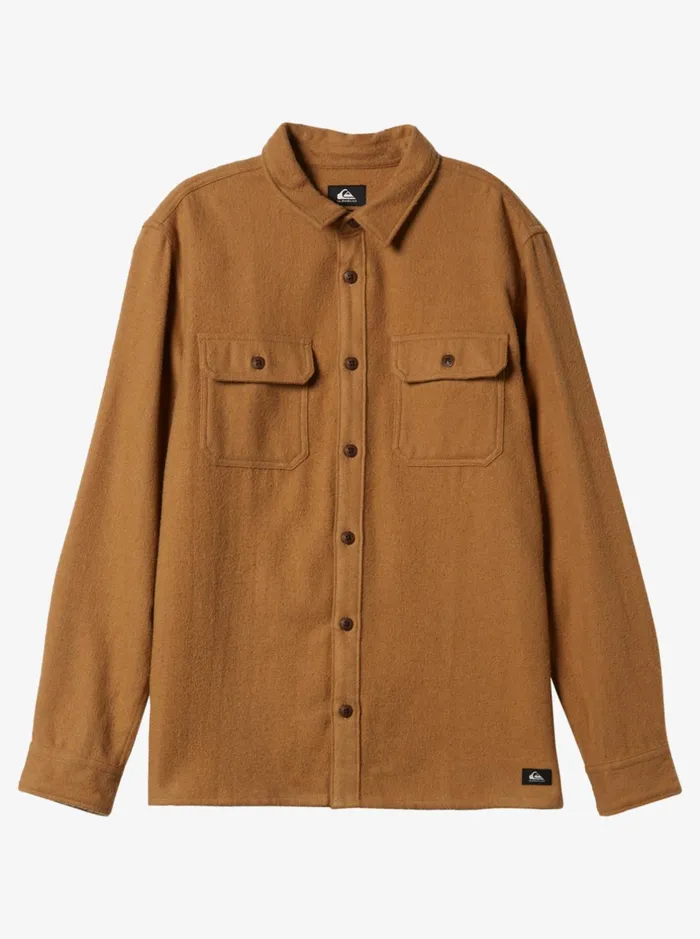 Shirts and Polos Men Quiksilver Salterhill Long Sleeve Shirt Bone Brown